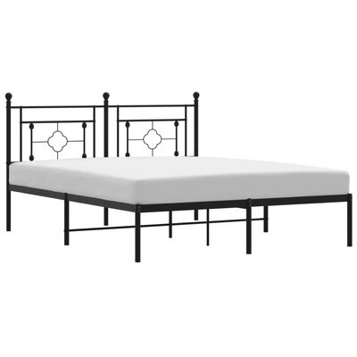 vidaXL Cadre de lit métal sans matelas avec tête de lit noir 150x200cm