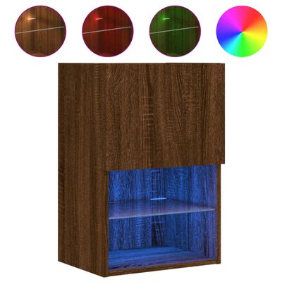 vidaXL Meubles TV avec lumières LED 2 pcs chêne marron 40,5x30x60 cm