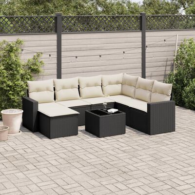 vidaXL Salon de jardin 8 pcs avec coussins noir résine tressée