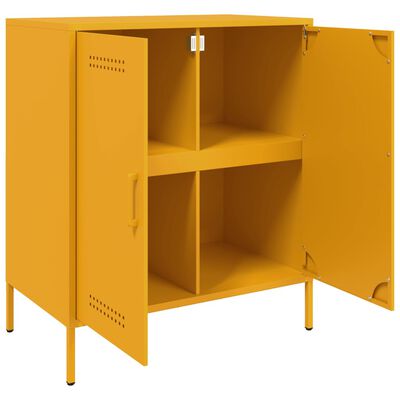 vidaXL Buffet jaune moutarde 68x39x79 cm acier