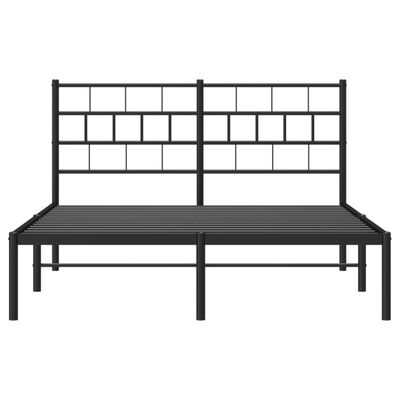 vidaXL Cadre de lit métal sans matelas avec tête de lit noir 120x190cm