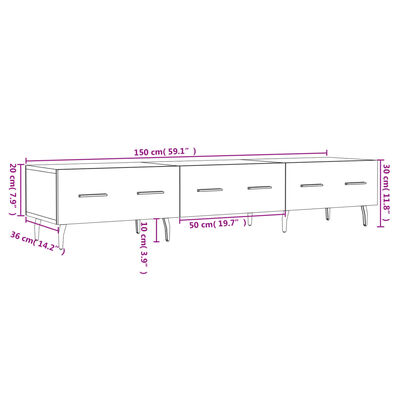 vidaXL Meuble TV chêne sonoma 150x36x30 cm bois d'ingénierie