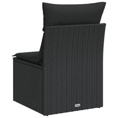 vidaXL Chaise de jardin sans accoudoirs avec coussins noir poly rotin