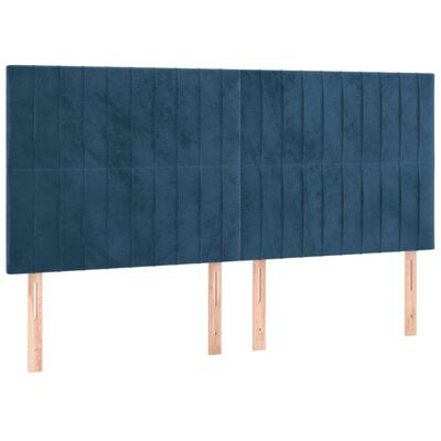 vidaXL Tête de lit à LED Bleu foncé 160x5x118/128 cm Velours