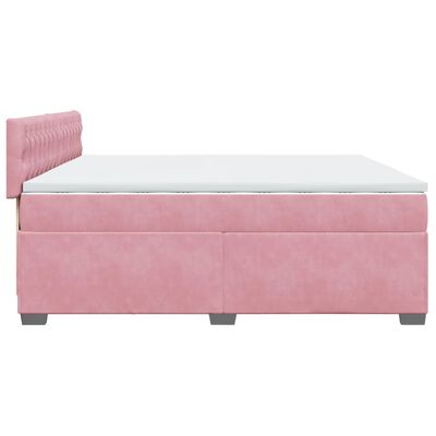 vidaXL Sommier à lattes de lit avec matelas Rose 200x200 cm Velours