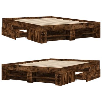 vidaXL Cadre de lit sans matelas chêne fumé 120x190 cm bois ingénierie