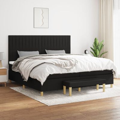 vidaXL Sommier à lattes de lit avec matelas Noir 200x200 cm Tissu