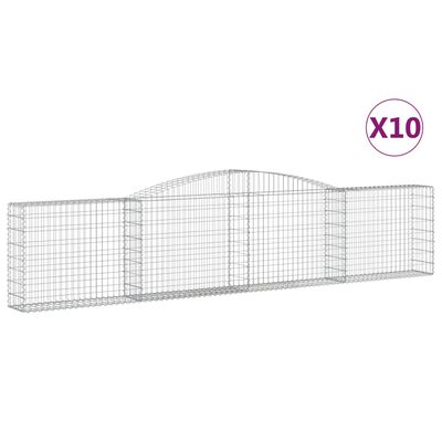 vidaXL Paniers à gabions arqués 10 pcs 400x30x80/100 cm Fer galvanisé