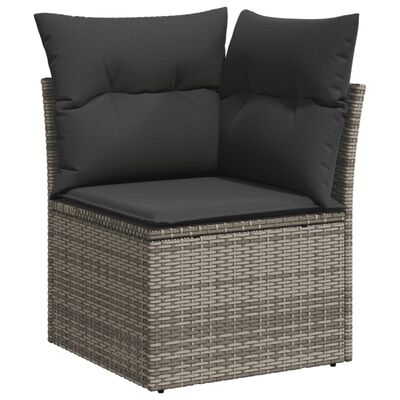 vidaXL Salon de jardin avec coussins 7 pcs gris résine tressée