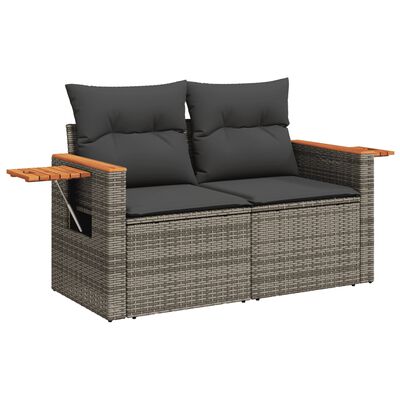 vidaXL Salon de jardin 8 pcs avec coussins gris résine tressée