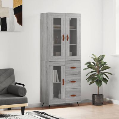 vidaXL Buffet haut Sonoma gris 69,5x34x180 cm Bois d'ingénierie