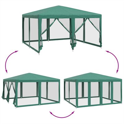 vidaXL Tente de fête avec 8 parois latérales en maille vert 4x4 m PEHD