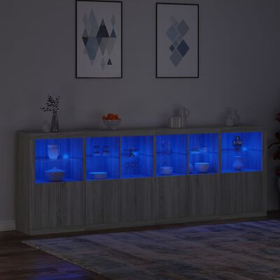 vidaXL Buffet avec lumières LED sonoma gris 283x37x100 cm