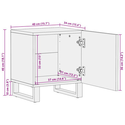 vidaXL Tables de chevet 2 pcs 40x34x46 cm bois de manguier massif