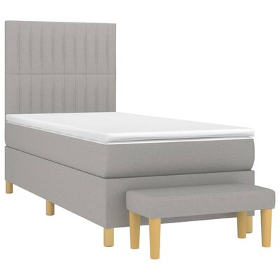 vidaXL Sommier à lattes de lit avec matelas Gris clair 90x200 cm Tissu