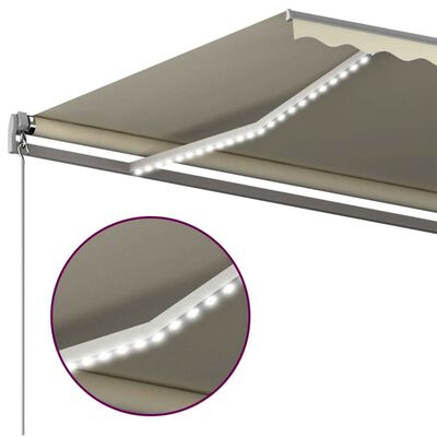 vidaXL Auvent automatique avec capteur de vent et LED 500x300 cm Crème