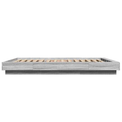 vidaXL Cadre de lit et lumières LED sans matelas sonoma gris 140x190cm