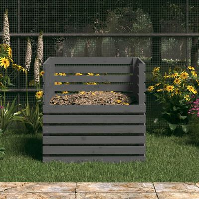 vidaXL Composteur Gris 80x80x78 cm Bois massif de pin