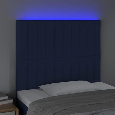 vidaXL Tête de lit à LED Bleu 100x5x118/128 cm Tissu