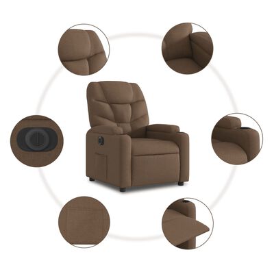 vidaXL Fauteuil inclinable électrique Marron Tissu