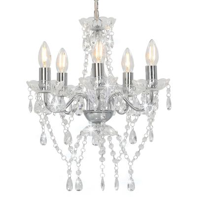 vidaXL Lustre avec perles de cristal Argenté Rond 5 x E14