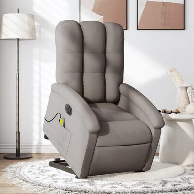 vidaXL Fauteuil inclinable de massage électrique Taupe Tissu