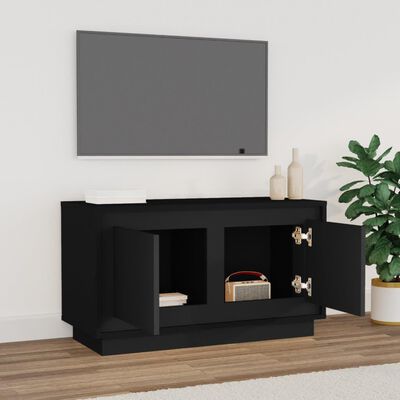 vidaXL Meuble TV noir 80x35x45 cm bois d'ingénierie