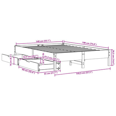 vidaXL Cadre de lit sans matelas 140x190 cm bois de pin massif