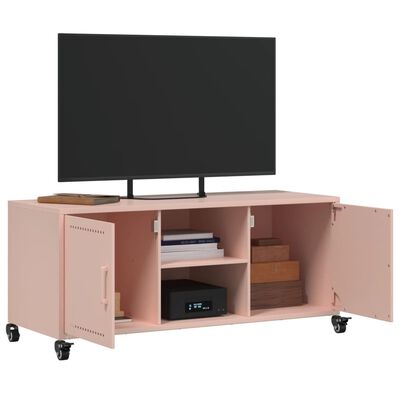 vidaXL Meuble TV rose 100,5x39x43,5 cm acier