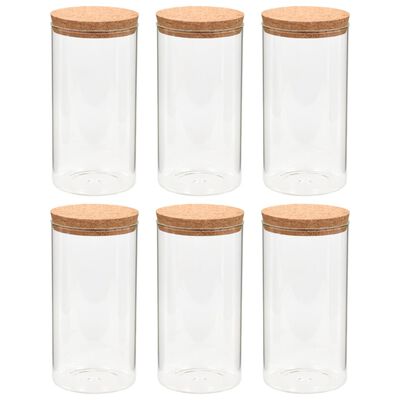 vidaXL 6pcs Pots de conservation en verre et couvercle en liège 1400ml