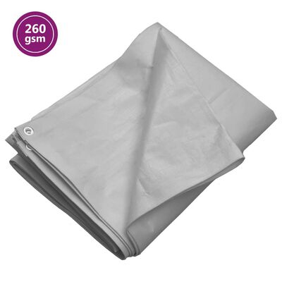 vidaXL Bâche 260 g/m² 8x8 m Gris PEHD