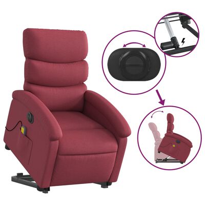 vidaXL Fauteuil inclinable de massage électrique Rouge bordeaux Tissu