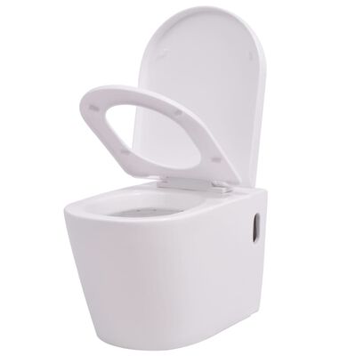 vidaXL Toilette murale Céramique Blanc