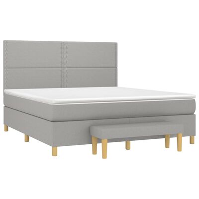 vidaXL Sommier à lattes de lit avec matelas Gris clair 180x200cm Tissu