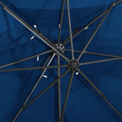 vidaXL Parasol de jardin en porte-à-faux à double toit bleu azuré