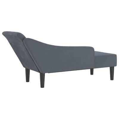 vidaXL Chaise longue avec coussins gris foncé velours