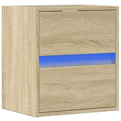 vidaXL Meuble TV mural avec lumières LED chêne sonoma 41x31x45 cm