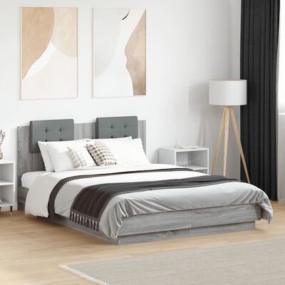 vidaXL Cadre de lit sans matelas sonoma gris 135x190 cm