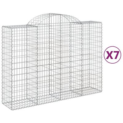 vidaXL Paniers à gabions arqués 7 pcs 200x50x140/160 cm Fer galvanisé