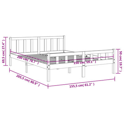 vidaXL Cadre de lit sans matelas cire marron 150x200cm bois pin massif