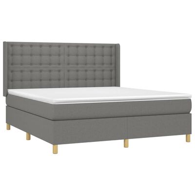 vidaXL Sommier à lattes de lit matelas LED Gris foncé 180x200 cm Tissu