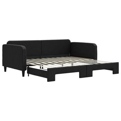 vidaXL Lit de jour avec gigogne sans matelas noir 100x200 cm