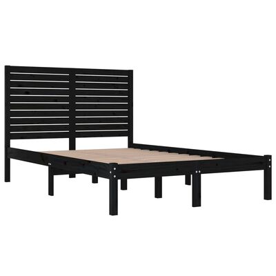 vidaXL Cadre de lit sans matelas noir 140x190 cm bois massif