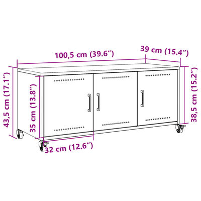 vidaXL Meuble TV vert olive 100,5x39x43,5 cm acier