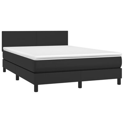 vidaXL Sommier à lattes de lit avec matelas et LED Noir 140x200 cm