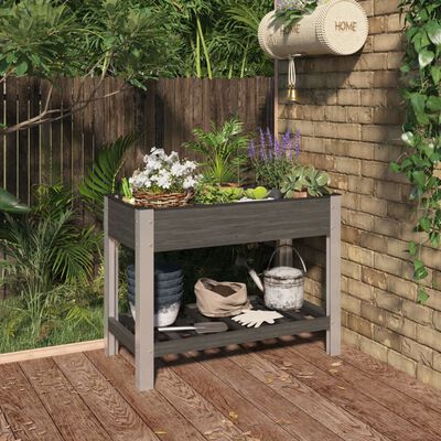 vidaXL Lit surélevé de jardin avec étagère Gris 100x50x75 cm WPC