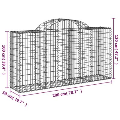 vidaXL Paniers à gabions arqués 12 pcs 200x50x100/120 cm fer galvanisé