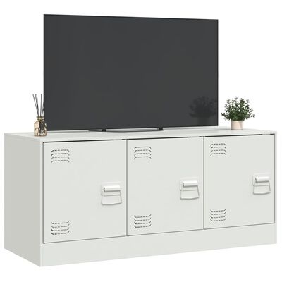 vidaXL Meuble TV blanc 99x39x44 cm acier