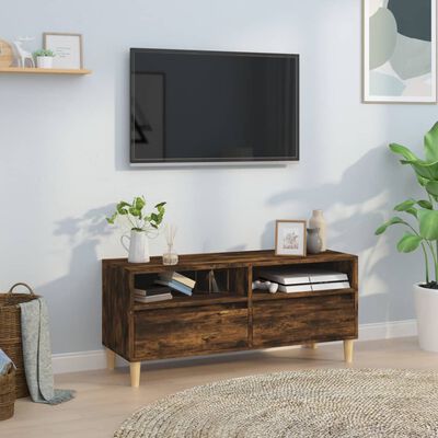 vidaXL Meuble TV chêne fumé 100x34,5x44,5 cm bois d'ingénierie