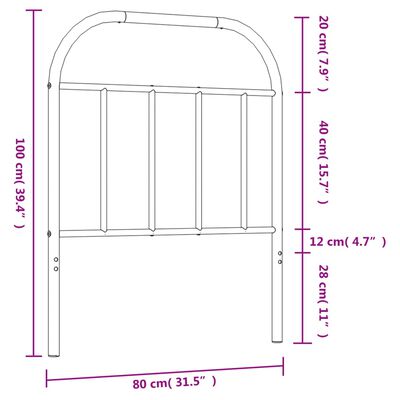 vidaXL Tête de lit métal noir 75 cm